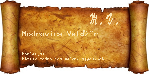 Modrovics Valér névjegykártya